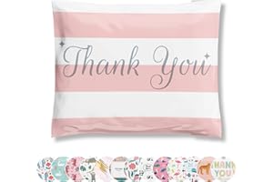A LA MODE MAILERS TOPPED WITH STYLE. 12.5x15 Poly Mailers 50 Pack | Bubble Gum | Large Reusable Shipping Supplies Envelopes | Plastic Small Business Clothing Packaging Mailing Bags | Sticky Self Seal Cute Pink Thank You