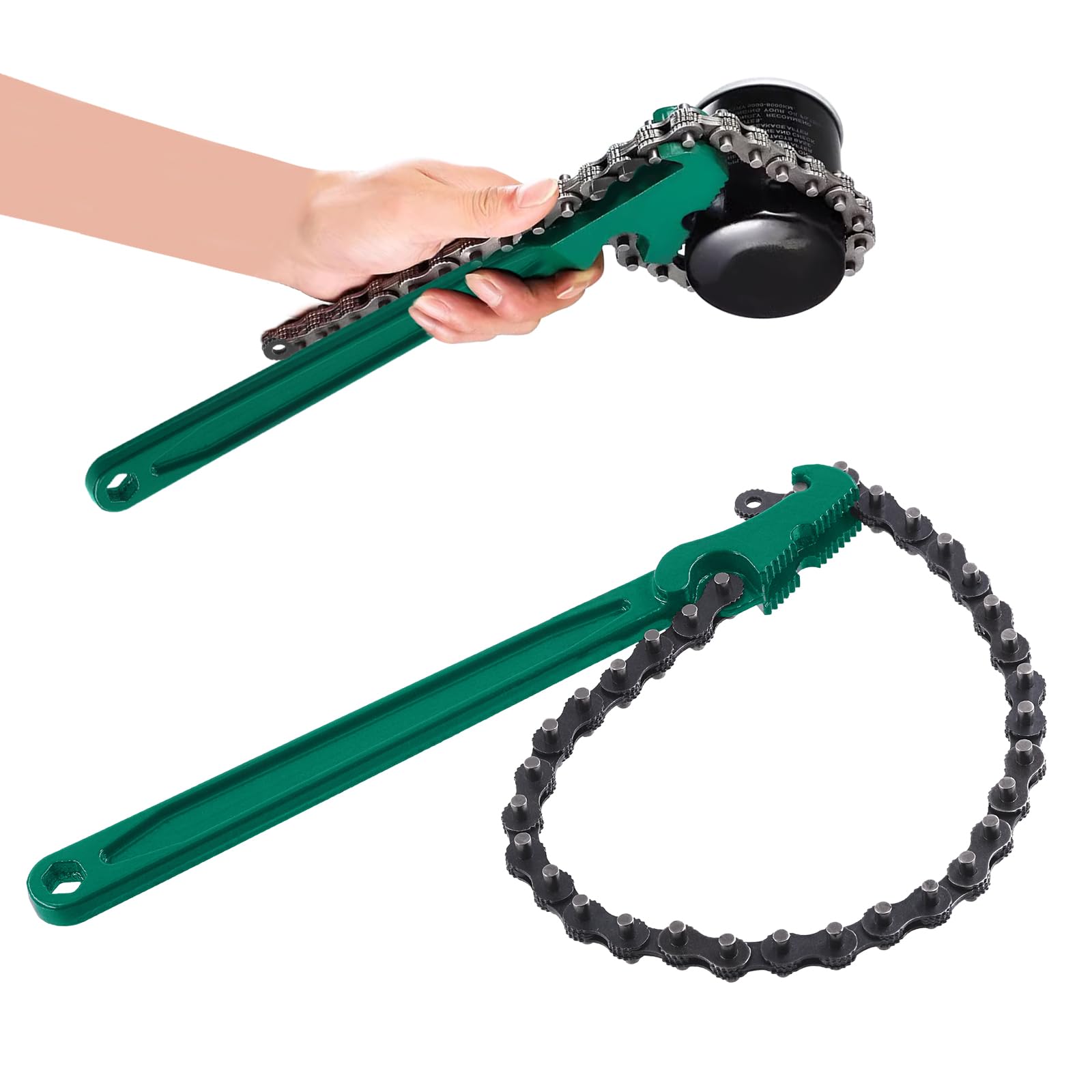 Keadic 1Pc 12 Inches Heavy-Duty Ratcheting Chain Wrench, Adjustable Oil Filter Chain Wrench Pliers, Multi-Purpose Pipe Fittings Spanner Fit 1.5" to 6" Diameter for Truck & Car