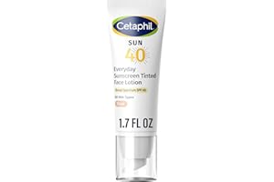 CETAPHIL Everyday Sunscreen Tinted Lotion for Face, 1.7 fl oz, 100% UVA/UVB Mineral Sunscreen: Titanium Dioxide & Zinc Oxide, SPF 40, For Sensitive Skin
