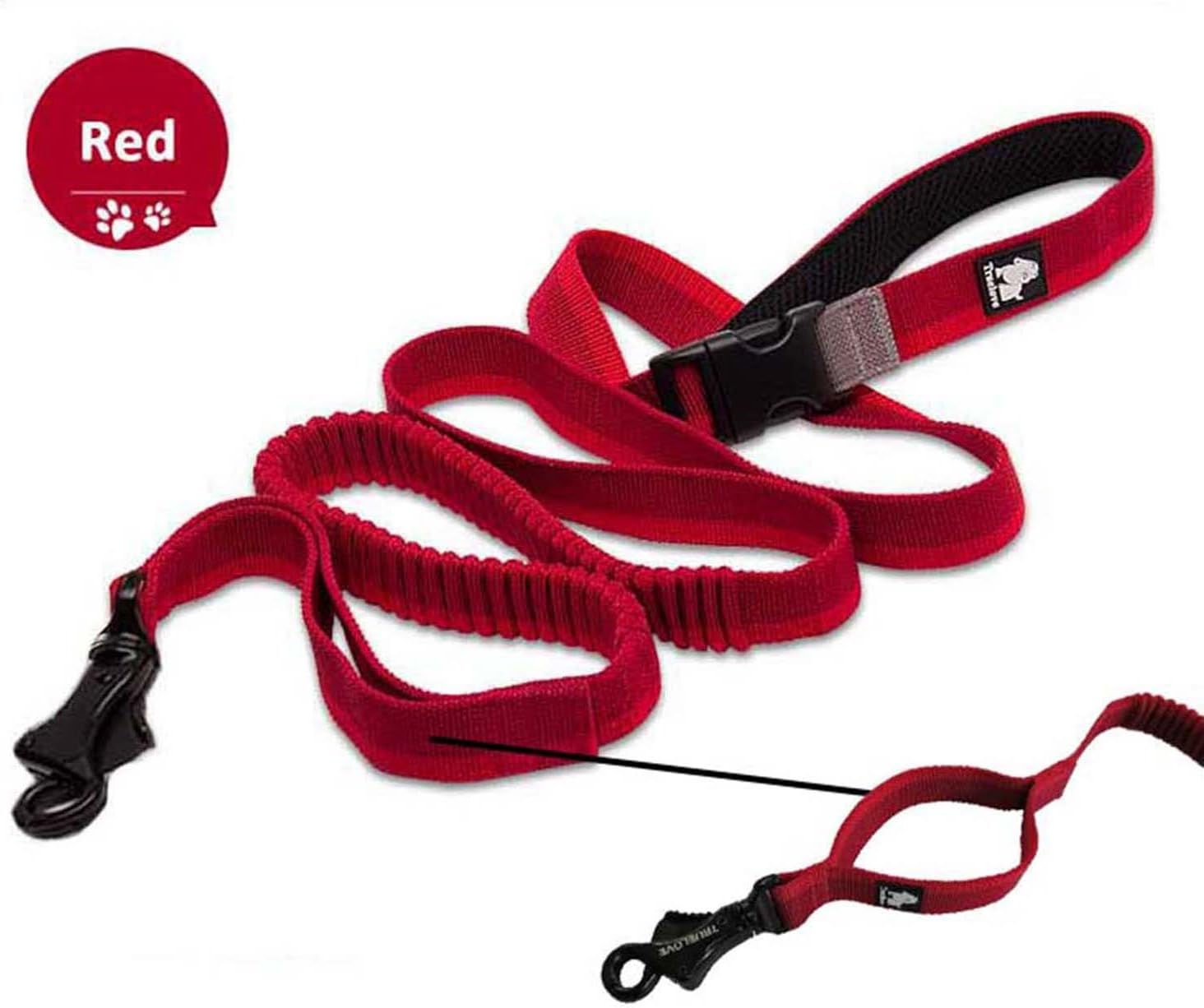 Truelove Bungee Dog Lead Hands Free Leash Adjustable Elastic Shock Absorbing Long Cord TLL2271 (M, Red) - Image 4