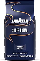 Lavazza Super Crema Whole Bean Coffee, Medium Espresso Roast, Arabica and Robusta Blend, 2.2 lb Bag, Package May Vary (Pack o