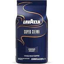 Lavazza Super Crema Whole Bean Coffee, Medium Espresso Roast, Arabica and Robusta Blend, 2.2 lb Bag, Package May Vary (Pack o