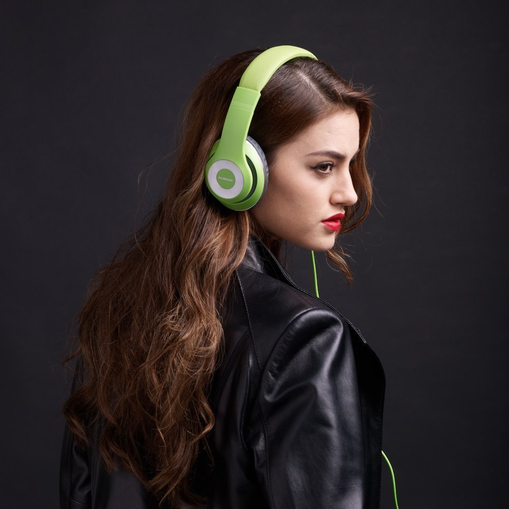 Ausdom F01 Kopfhörer Hi-Fi Stereo On-Ear Kopfhörer Ohrhörer mit Mikrofon 3.5mm-Anschluss Gaming Headset für PC, Desktop, Laptop, Tablet, iPhone 6s/6s Plus/6/SE/5s/5/4, Samsung Huawei Kinder Smartphone Headphone (Grün)