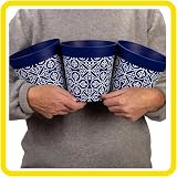 Hum Flowerpots 15cm Set of 3 Blue Maroc Plastic Plant Pots Indoor Outdoor view 3