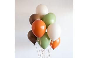 TOGVU Sage Green Brown Balloon, 60 Packs 12 Inch Brown Beige Jungle Safari Wild Woodland Balloon, Olive Green Orange Balloons for Birthday Thanksgiving Harvest Festivals Fall Party Decorations