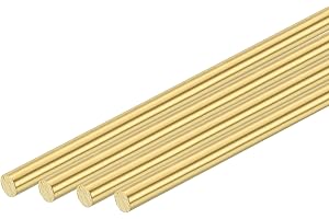uxcell 4 Pcs 11/64"(4.5mm) Dia Brass Solid Round Rod, 10"(254mm) Length H62 Brass Lathe Bar Stock Round Brass Rod for DIY Cra