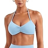 YEOREO Halter Sports Bras for Women Adjustable Strappy Open Back Impact Removable Pads Deep V Bra Workout Gym Yoga Crop Top