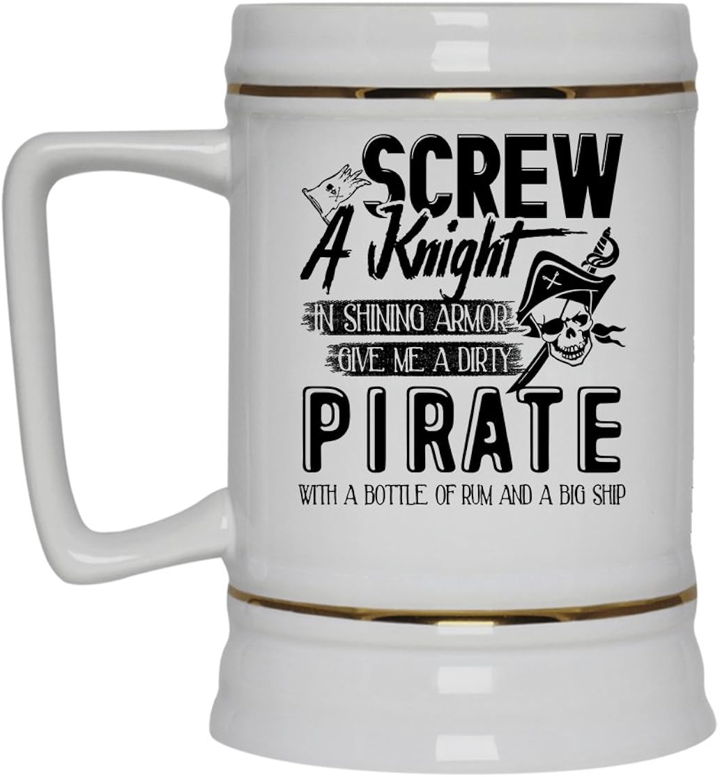 Pirate White Beer Mug Pirate Beer Stein Ceramic Cool Design Gift For Friend