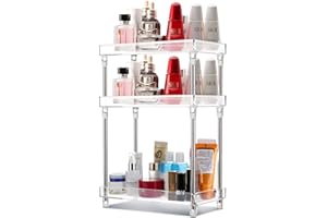 KSDSOAM 3 Tiers Bathroom Countertop Organizer, Cosmetics Skincare Organizer Holder for Perfume, Bathroom Organizers and Storage for Dresser Vanity Tray Sink (Clear)