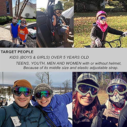 LJDJ Safety Goggles - Glasses Set of 5 - Motorcycle Goggles Dirt Bike ATV Motocross Anti-UV Adjustable Riding Offroad Protective Combat Tactical Military Goggles for Men Women Kids Youth Adult - Thumbnail 5