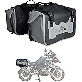 tacxmotorrad Motorcycle Saddle Bags Tail Bag, 60L(30L*2) Roll-top Waterproof Motor Detachable Side Trunk Bag, Motor Panniers Luggage Bag for Motorcy
