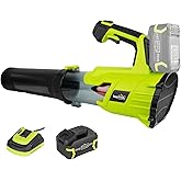 SnapFresh 20V Brushless Cordless Leaf Blower, 550 CFM / 120 MPH, 4.0Ah Battery & Fast Charger, 7-Speed w/Turbo Mode, Lightwei