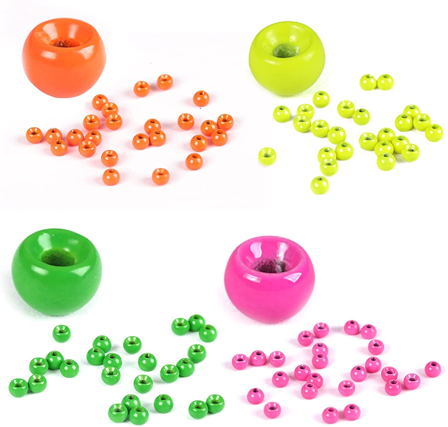 Maxcatch 100PCS Tungsten Fly Tying Bead Head for Nymph Fly Fishing Ball Beads Materials 2.0/2.4/2.8/3.3/3.8/4.6mm (Color Assortment C （25PCS PER COLOR）, 3.3mm-100PCS)