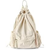 MASMARULEZ 15.3-Inch Laptop Drawstring Backpack, Pure Cream | 22L storage; 4 pockets; front/side storage; 380g carry for adult office commutes, business travel, airport carry, short trips