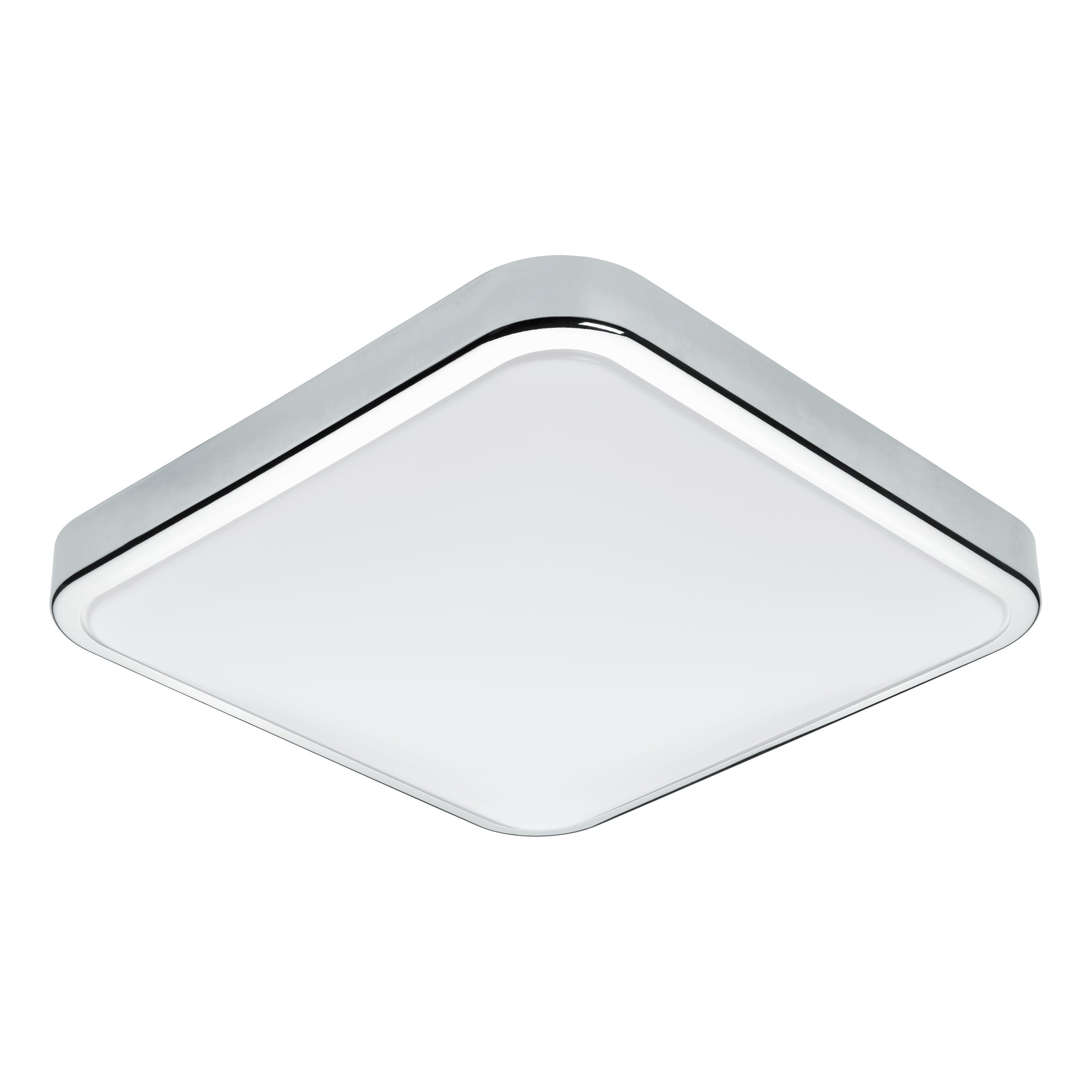 Eglo LED Bathroom Ceiling Light Manilva 1, Single-Flame Ceiling Lamp, Material: Steel and Plastic, Colour: Chrome, White