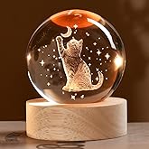 3D Cat Gifts for Women 60mm Crystal Ball Cat Lovers Gift Decor Cat Themed Gifts Lamp Glass Ball for Birthday Mothers Day Christmas Birthday