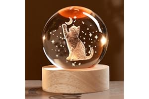 ZRENJHUS 3D Cat Gifts for Women 60mm Crystal Ball Cat Lovers Gift Decor Cat Themed Gifts Lamp Glass Ball for Birthday Mothers Day Christmas Birthday