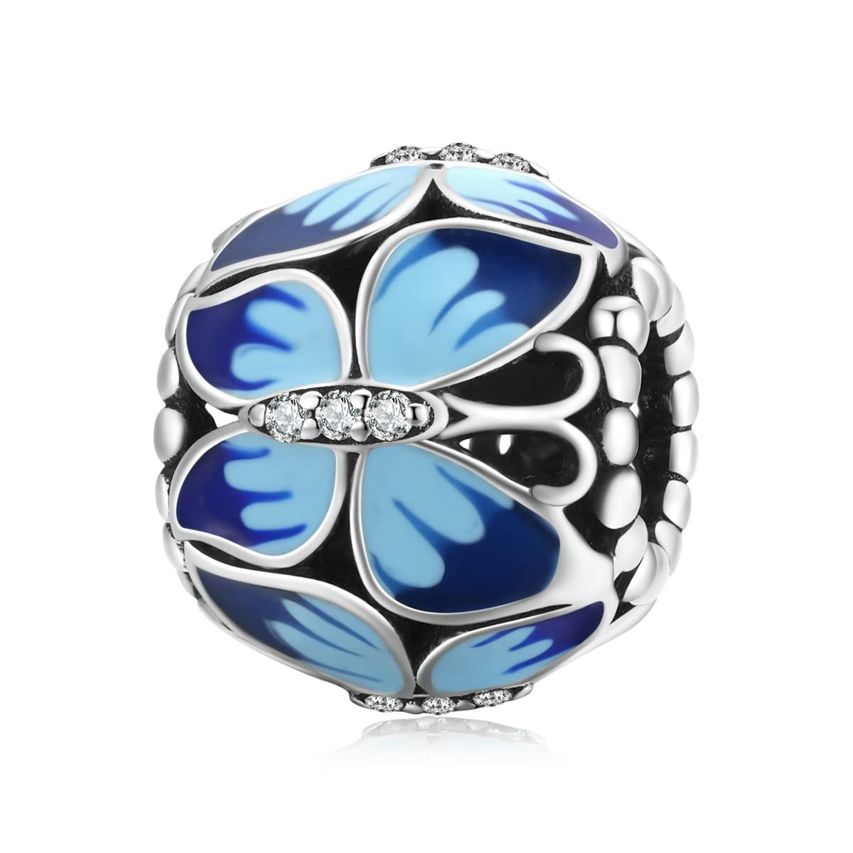 FeatherWish Sterling Silver 925 Charm Butterfly Insect Family Animal Bead Fits And Compatible With Pandora Bracelets Gift For Friend Birthday Sister Christmas Mum Wife (Bead) — image 1