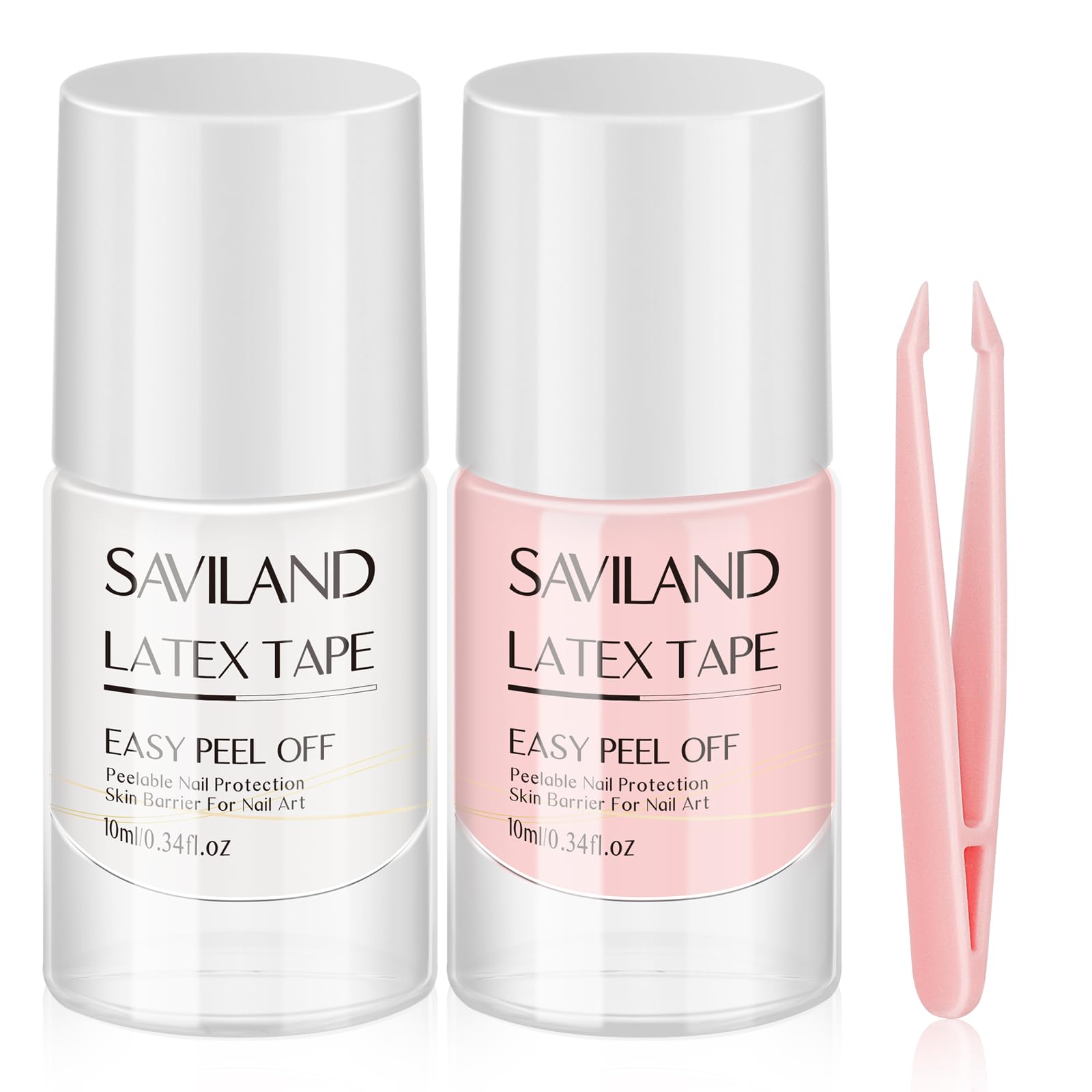Saviland Liquid Nail Latex, 2Pcs Liquid Latex Nails Peel Off Cuticle Care Kit, Latex Nail Polish Barrier Cuticle Protector Manicure Accessory Starter Set for Nail Salon Home DIY