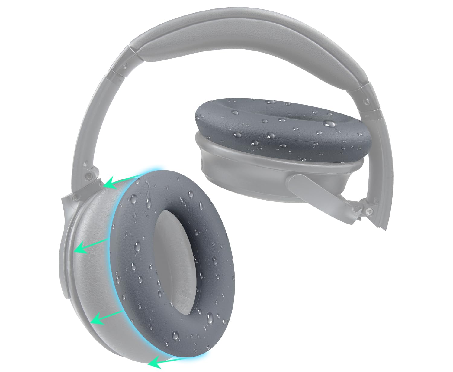 SOULWIT Silicone Ear Pads Cover Protector for Bose QuietComfort QC15 QC25 QC2 QC35 QC45/Ae2 Ae2i Ae2w/SoundTrue & SoundLink AE Headphones Cushions, Sweatproof, Easily Washable - Titanium — image 1