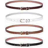 JASGOOD Women's Skinny PU Leather Belt Solid Color Fashion Thin Waist Belt with Gold Buckle for Jeans Pants 1/2 Width