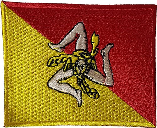 SICILY FLAG ITALIAN ITALY Sicilia APPLIQUE SOUVENIR EMBROIDERED PATCH Badge Iron-on, Sew On 3.5"
