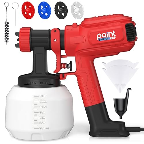 Paint Sprayer, Ultra-Light Fence Paint Sprayer with 1500ml Capacity, 700W HVLP Electric Paint Spray Gun with 1.8m Cable, 4 Nozzles & 3 Patterns for Fences, Sheds, Interior and Exterior Usage, DIY
