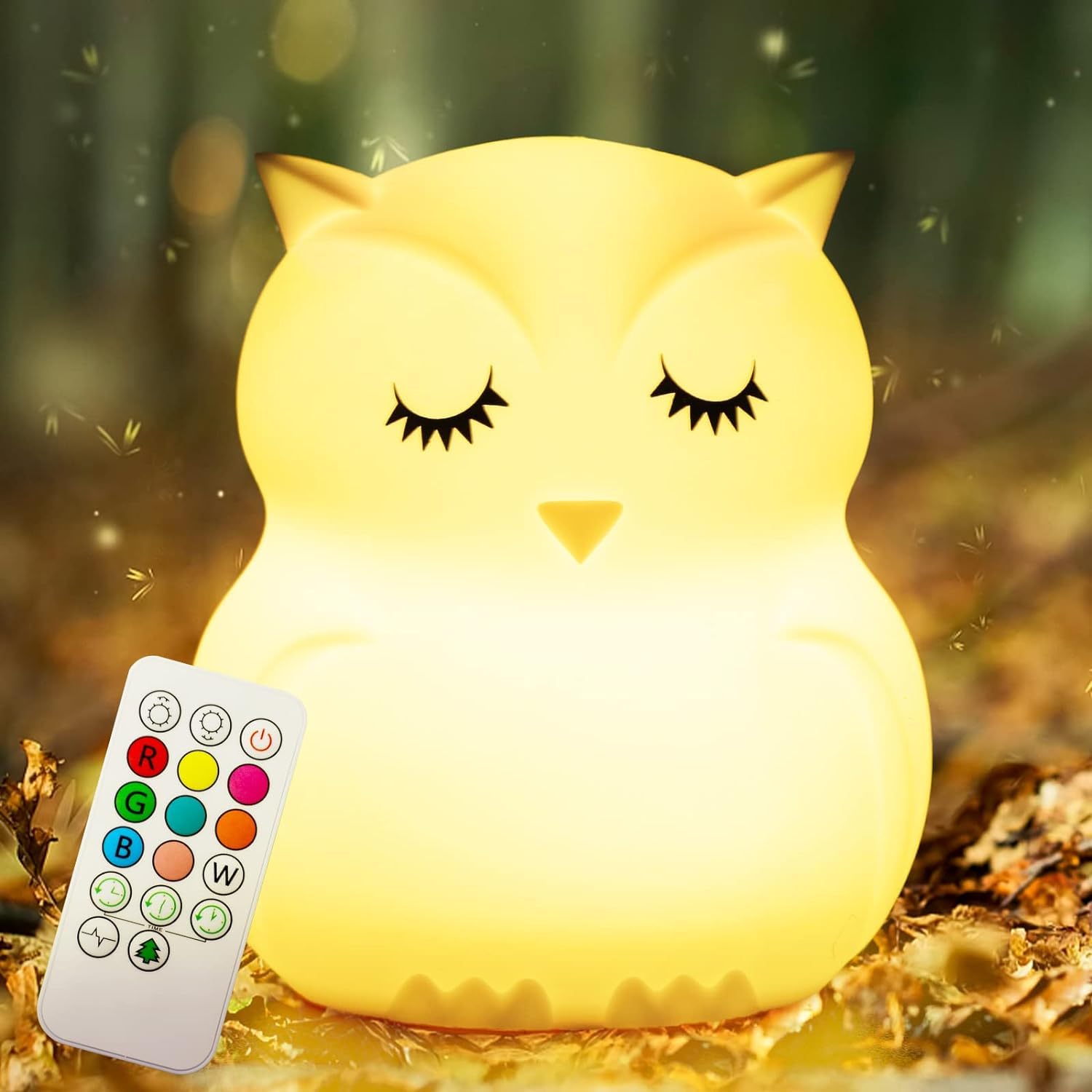 Photo 1 of LED Night Light for Kids Cute Sleepy Owl Bedside Lamps - Convenient for Reading & Soothe Baby to Sleep Training Nursery Lights Up Toddler Bed Room Dimming & Timer &Rechargeable Decor Gifts for Women