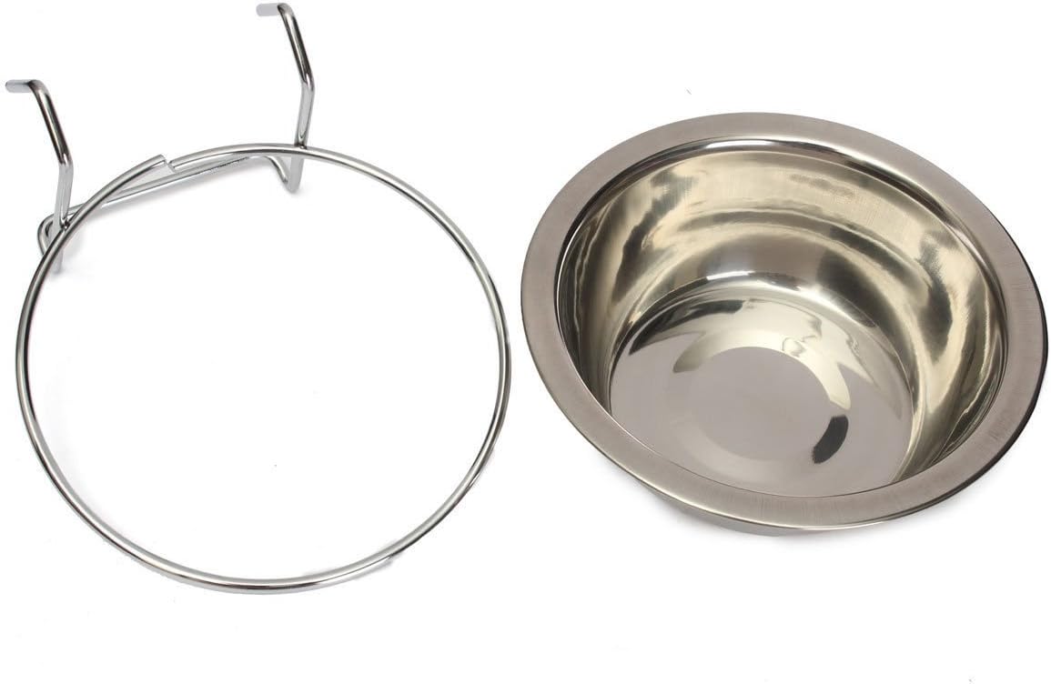 Yosoo Stainless Steel Hook on Feeding Dog Bowl Pet Rabbit Bird Cat Dog Puppy Food Water Bowl Cage Cup Crate Cup with Clamp Holder (S) - Image 5