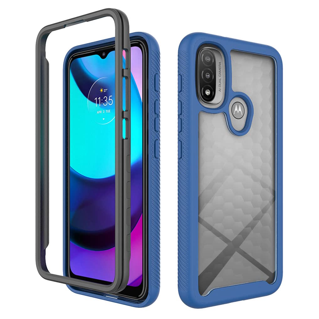 SEAHAI Clear Case for Motorola Moto E20, Military Grade Full Body Rugged Armor Case Cover, Heavy Duty Dropproof Shockproof Case for Motorola Moto E20 - Dark blue