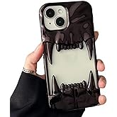 Yesunktt Hollow-Out Crinkle Tiger Teeth Design for iPhone 16 Pro Max Case Electroplated Matte Finish Shockproof Silicone Soft Cover with 3D Textured Creative Style,Electroplated Black