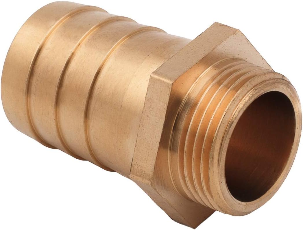 25 mm 3/4” BSP Solid Brass Hose Tail Connector Barbed to BSP Male