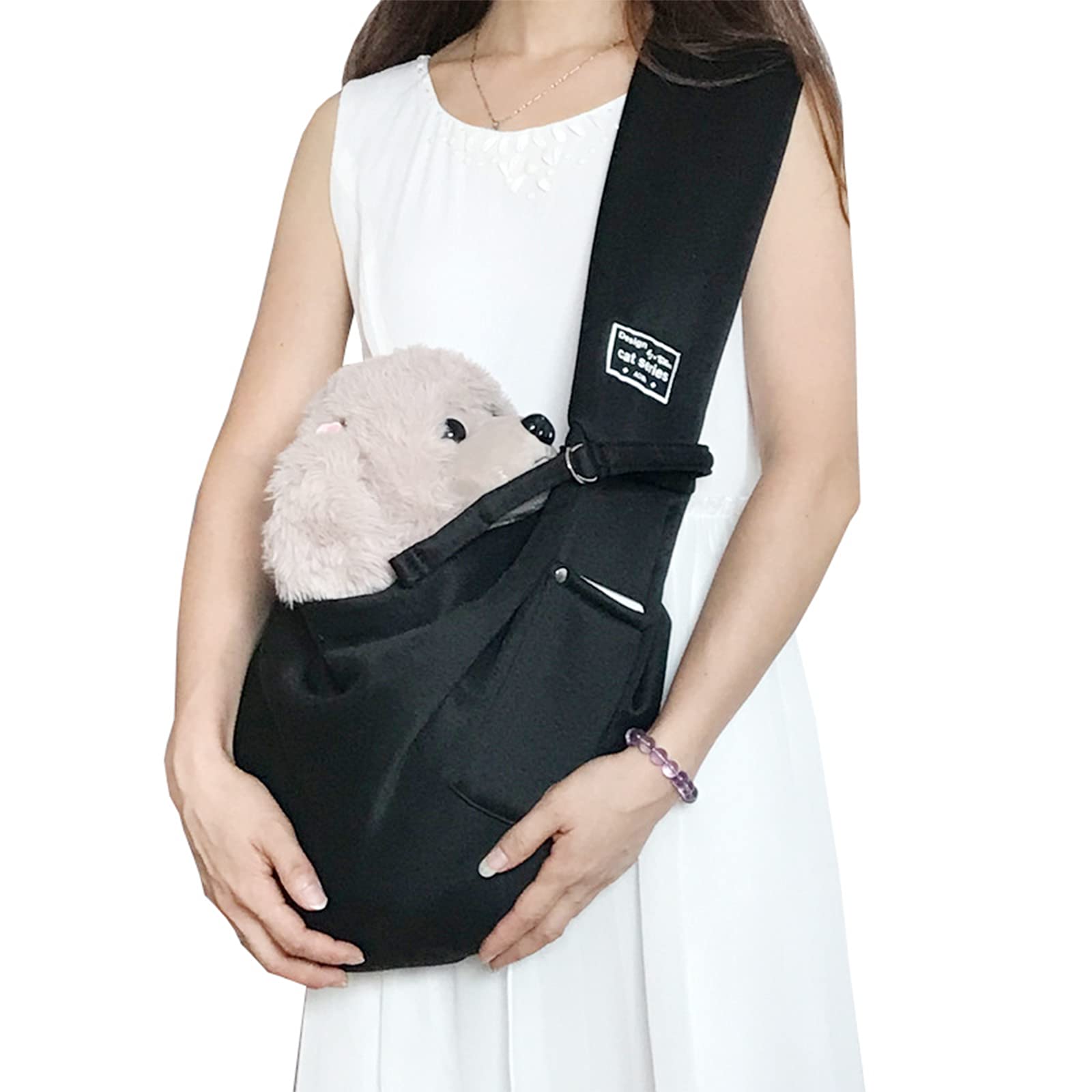 Pet Sling Carriers for Small Dog Puppy Sling Shoulder Bag Cat Carrier Hand-Free Dog Walking Carry with Pocket Pet Cross Body Bag for Travel Outdoor