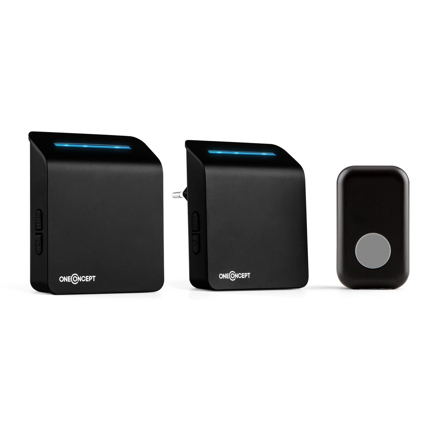 oneConcept Portaton 330 timbre de puerta por radio 3 piezas Receptor Plugin y con batería (emisor de señal, 2x receptores,...
