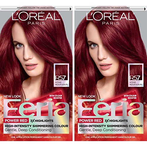 L'Oreal Paris Feria Permanent Hair Color, R57 Intense Medium Auburn, 2 Count