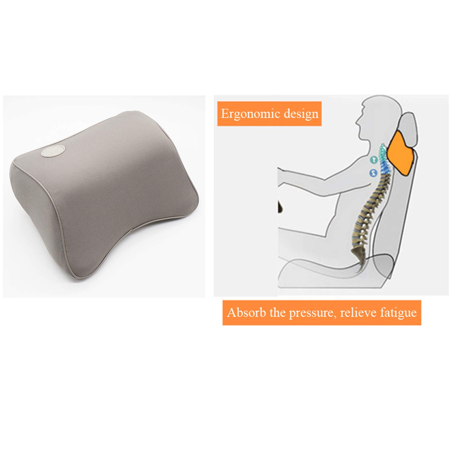 LOCEN Memory Foam Car Cushion Neck Support Travel Pillow Fits Car Home Office Chair - Comfort Breathable Mesh - Grey