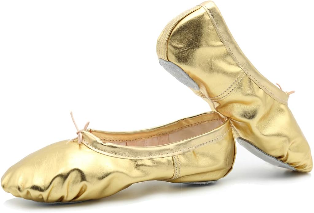 Grouptap Goldenes Leder Ballett lyrische Bauchtanzschuhe Slipper
