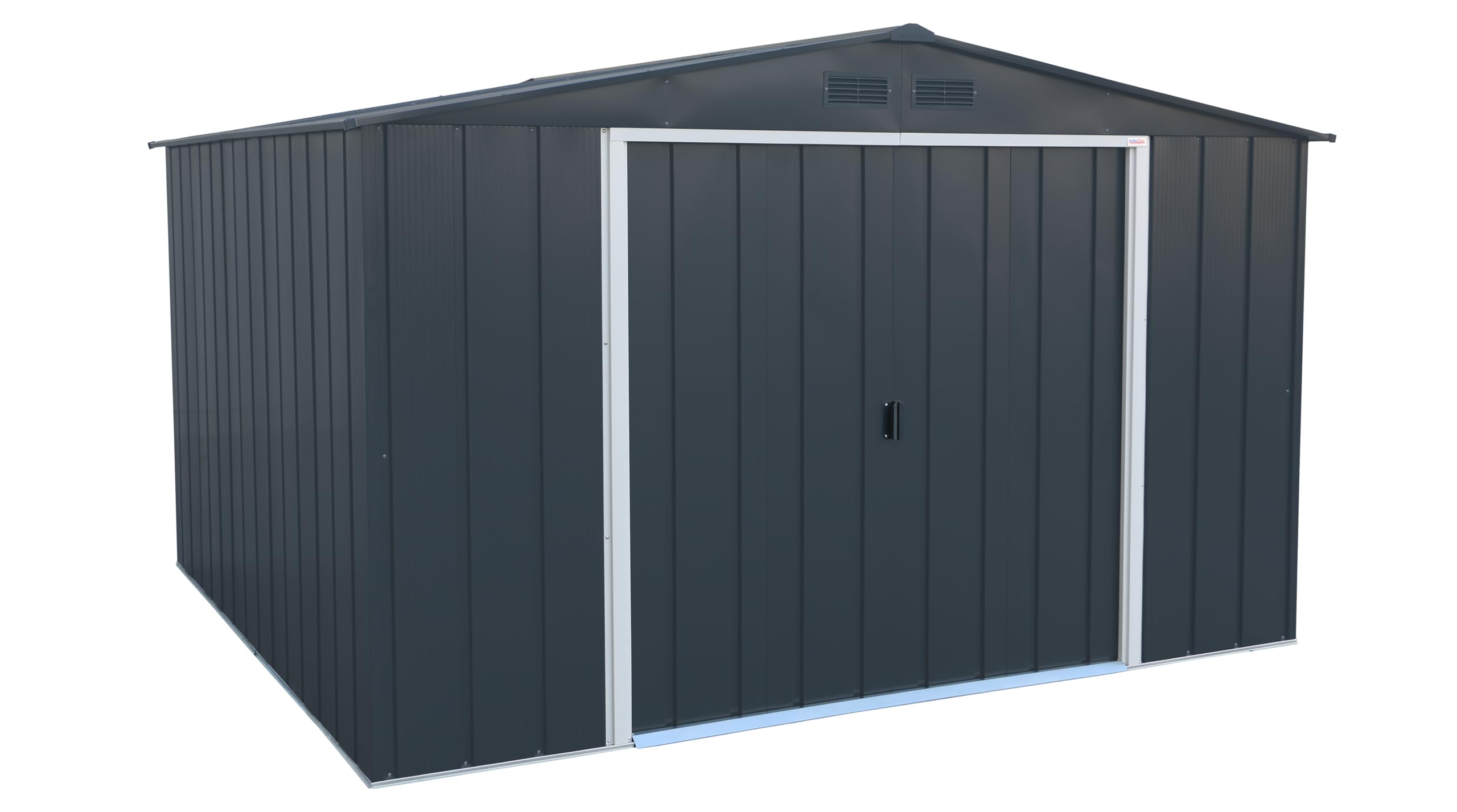 Duramax ECO 10 x 10 (9.74 m2) Metal Garden Storage Shed, Hot-Dipped Galvanized Metal Garden Shed, Tool Storage Shed, Strong Reinforced Roof Structure, Maintenance-Free Metal Shed, Anthracite