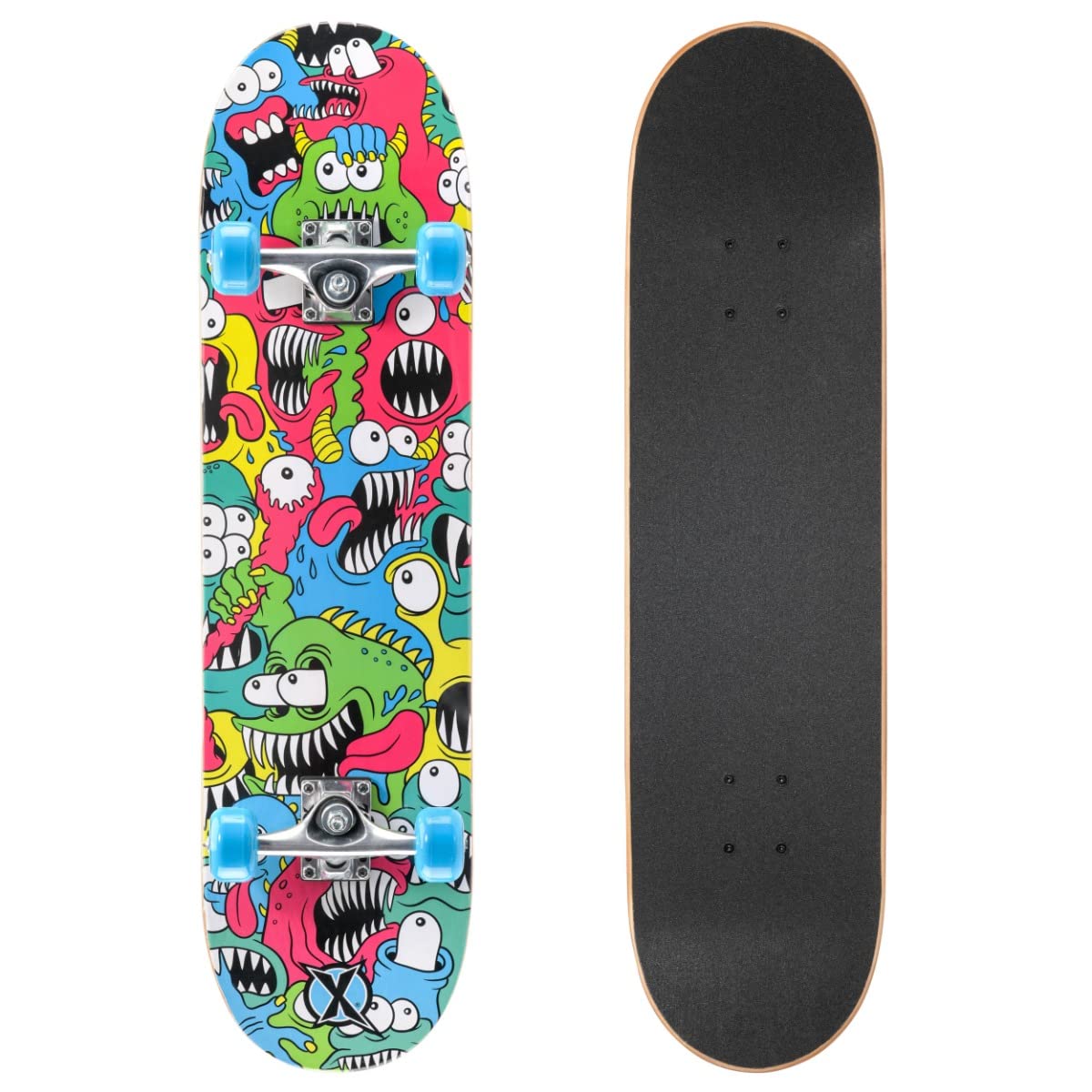Xootz Kids Complete Beginners Double Kick Trick Skateboard Maple Deck - 31 x 8 Inches