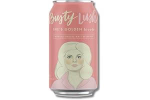 Busty Lush SHE'S GOLDEN Non-Alcoholic Blonde Beer, Low Calorie, Craft Brewed NA Malte Beer, 12 Pack