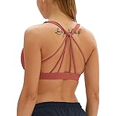 icyzone Women's Padded Strappy Workout Running Sports Bras Medium Impact