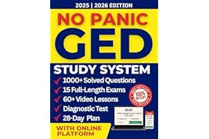 NO PANIC GED STUDY SYSTEM: Crack All 4 GED Tests in 28 Days with the ELITE Method | 15 Full Exams, 1000+ Solved Questions, Video Lessons, Online Test Platform & 4-Week Game Plan | 100% No Fluff