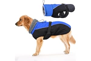 IDOMIK Dog Winter Coat, Reflective Waterproof Dog Jackets for Cold Weather, Warm Dog Coats for Small Medium Large Dogs, High Collar Dog Fleece Snow Jacket, Winter Vest with Adjustable Buckle,2XL
