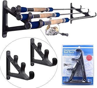 Croch 1 Par Estante de Pared de caña de Pescar Horizontal Montado en la