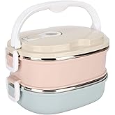 Niiyen 2 Layers Lunch Box 1800ml Food Lunch Containers Portable Stackable 304 Stainless Steel Bento Box Adult Food Storage Box for School Office Outdoor Travel