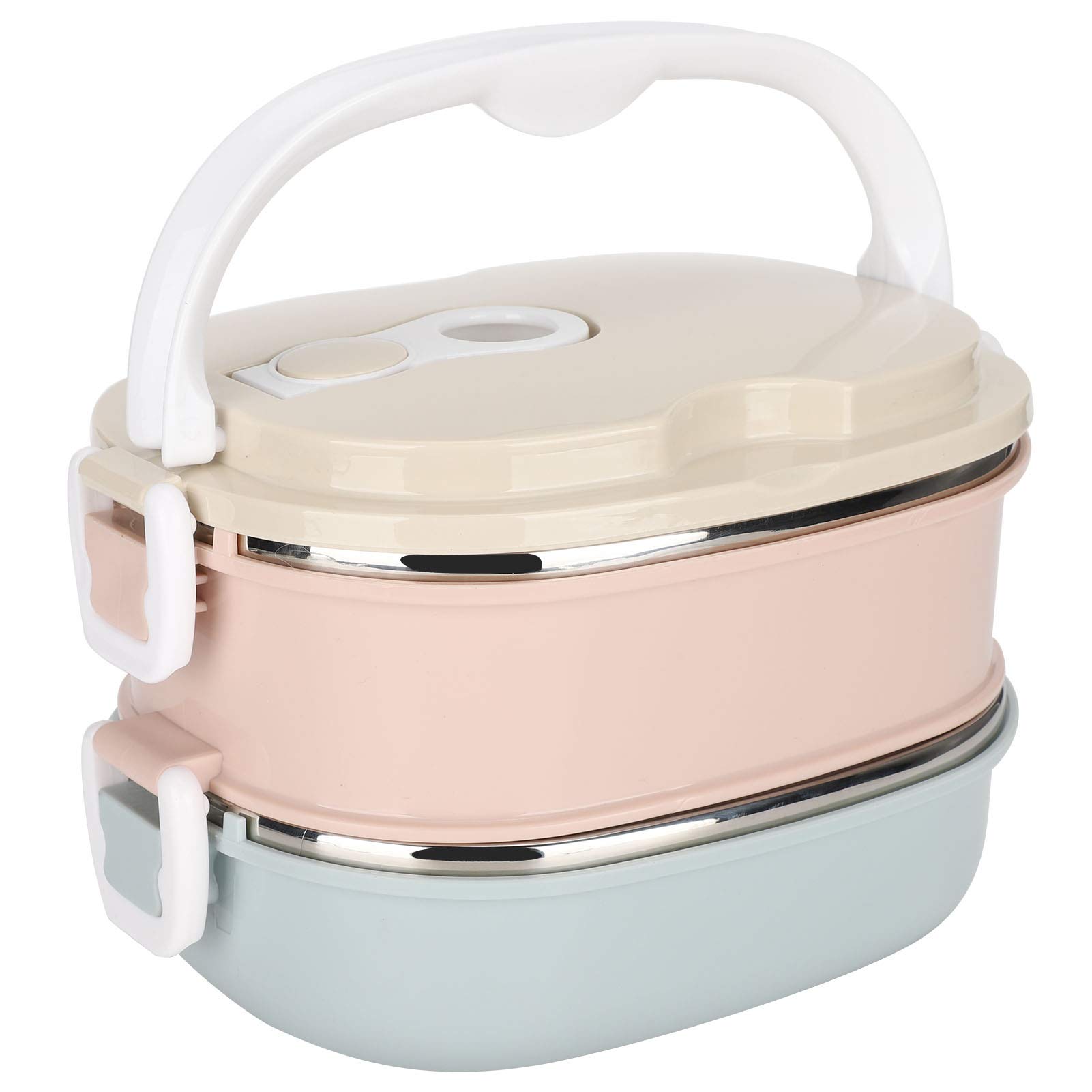 Wakects Stainless Steel Lunch Box, Airtight Box, Portable Thermal Lunch Box with Handle for Office, Work Lunch, School, 18 x 15 cm (#2 Layers)