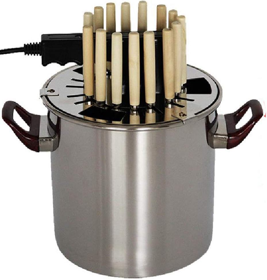 TSTYW Domestic smoke-free barbecue grill Korean stainless steel barbecue cup indoor lamb kebab barbecue electric oven, silver bakelite wood pot ears