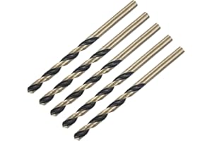 uxcell 5pcs Straight Shank Twist Drill Bits 4.8mm Gold Titanium & Black Nitride Coated High Speed Steel (HSS) 4341 with 4.8mm