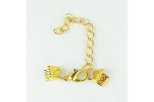 ZHITENG 10 Set Ribbon Clamp Crimp Ends Beads Flat Cover with Lobster Claw Clasps Jump Rings Cords String Leather Clip Foldover Necklace Bracelet Connectors (Gold Crimp 6mm)