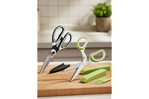 5-Blade Multi-Use Kitchen Shears - Heavy-Duty Stainless Steel Scissors for Herbs & Meat, 2-Pack
